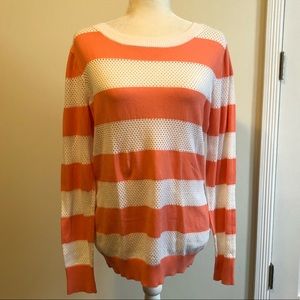 Express Pink/Coral & White Striped Top Large